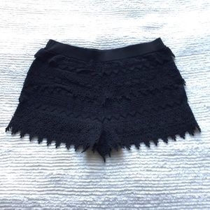 Express Lace Trim Fringe Shorts